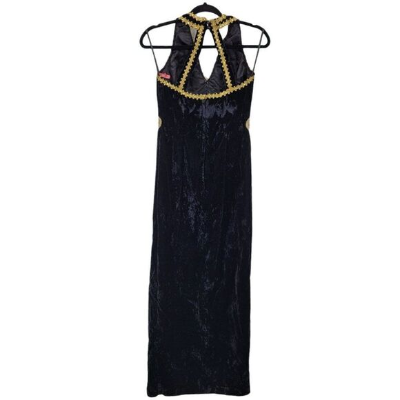 Vtg 80's Womens Jessica McClintock Gown Velvet Strappy Front Slit Evil Queen S - Picture 8 of 11